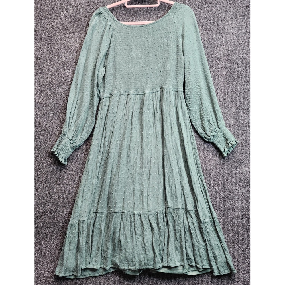 Baltic Born Women Boho Swiss Dot Cottagecore Prairie Smocked Midi Dress 1X - Picture 9 of 10